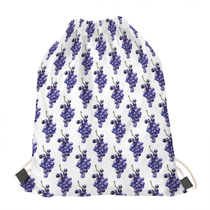 Watercolor Grape Pattern Print Drawstring Bag