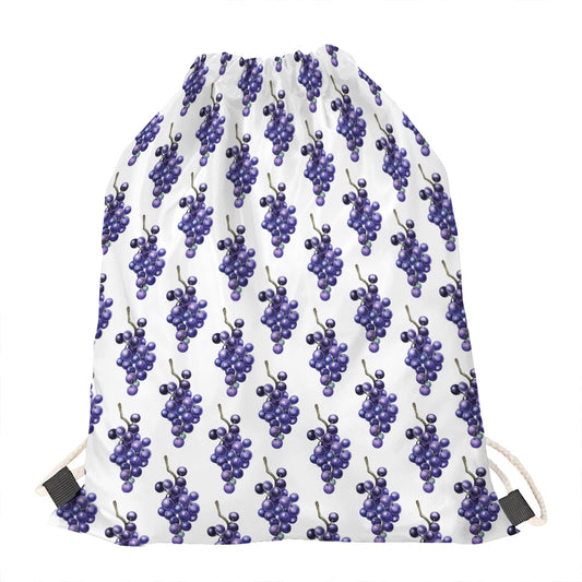 Watercolor Grape Pattern Print Drawstring Bag