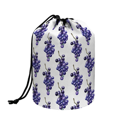 Watercolor Grape Pattern Print Drawstring Makeup Bag