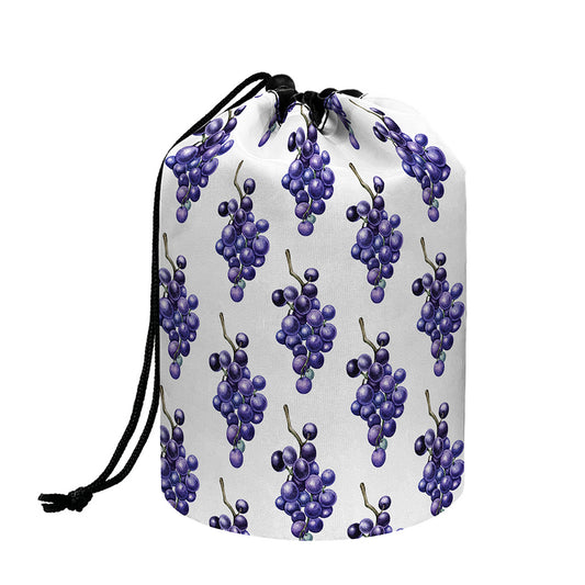 Watercolor Grape Pattern Print Drawstring Makeup Bag