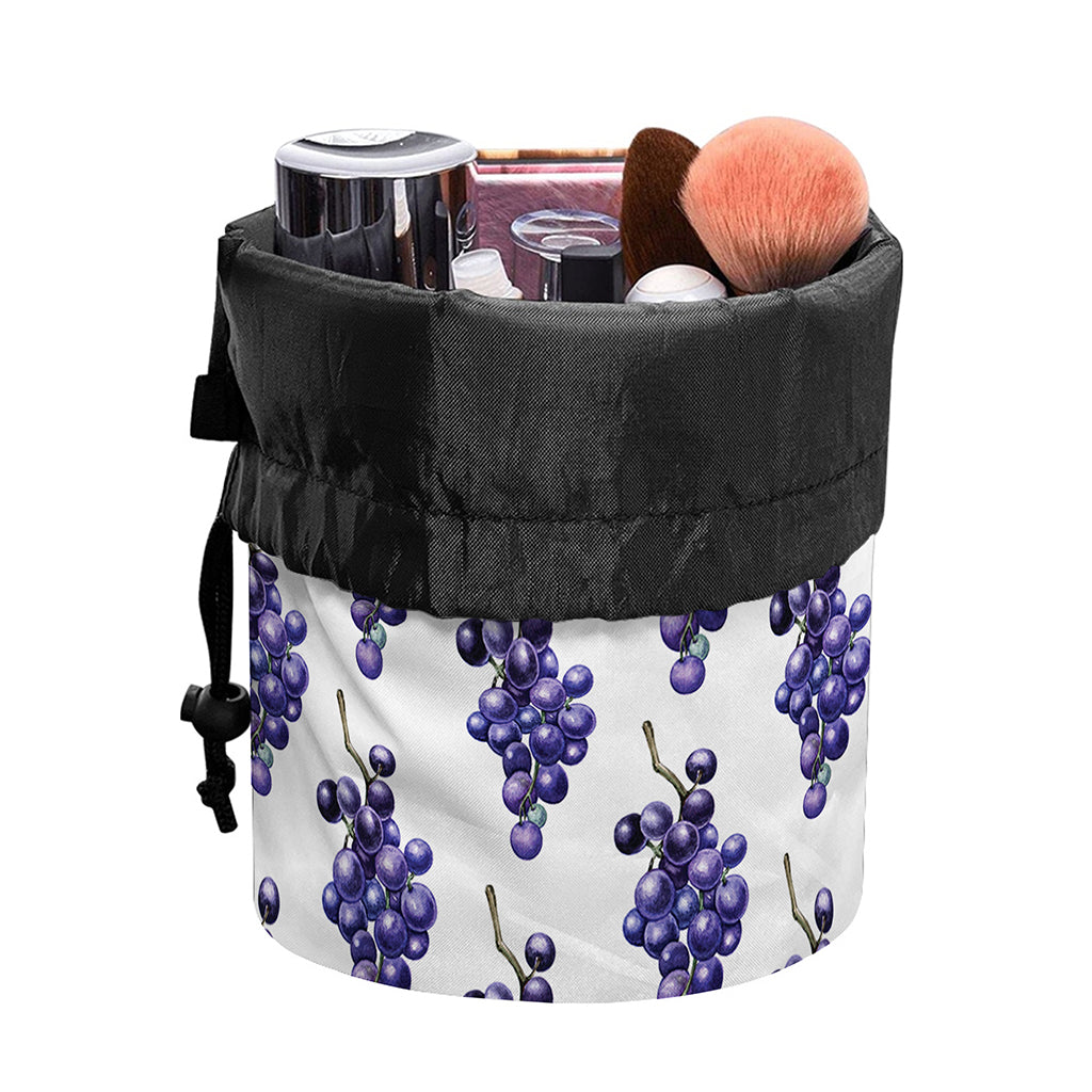 Watercolor Grape Pattern Print Drawstring Makeup Bag