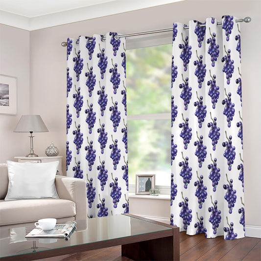 Watercolor Grape Pattern Print Extra Wide Grommet Curtains