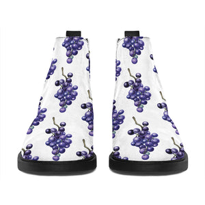 Watercolor Grape Pattern Print Flat Ankle Boots