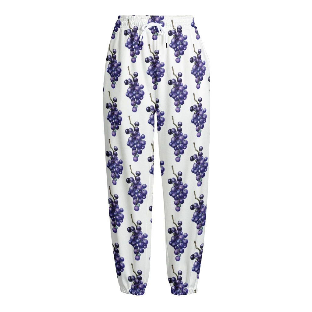 Watercolor Grape Pattern Print Fleece Lined Knit Pants