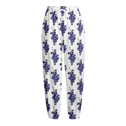 Watercolor Grape Pattern Print Fleece Lined Knit Pants