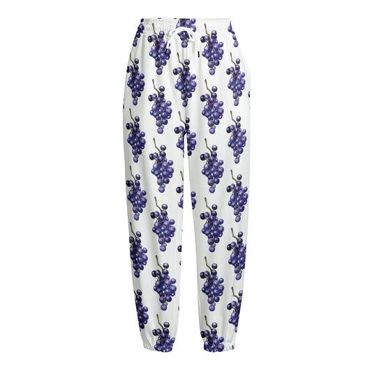 Watercolor Grape Pattern Print Fleece Lined Knit Pants