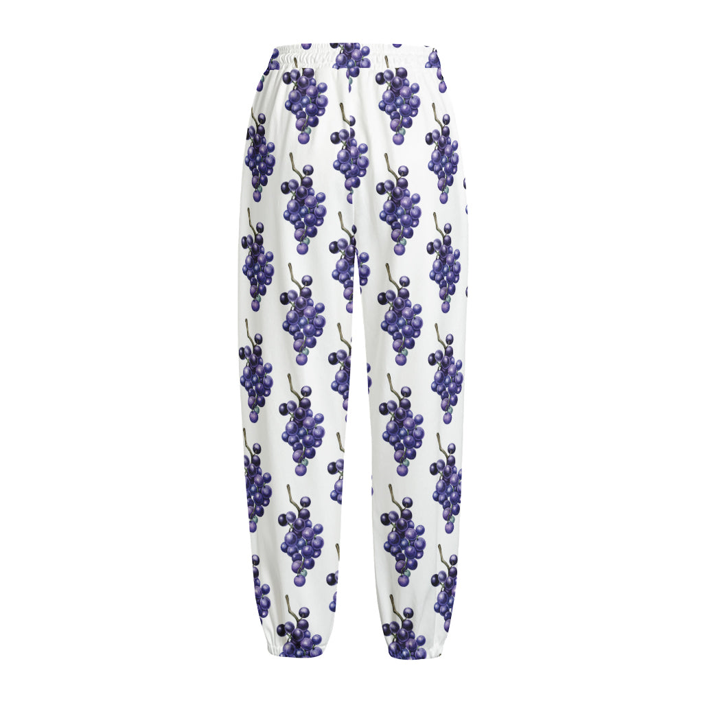Watercolor Grape Pattern Print Fleece Lined Knit Pants