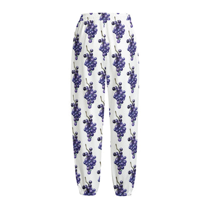 Watercolor Grape Pattern Print Fleece Lined Knit Pants