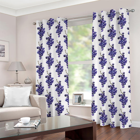 Watercolor Grape Pattern Print Grommet Curtains