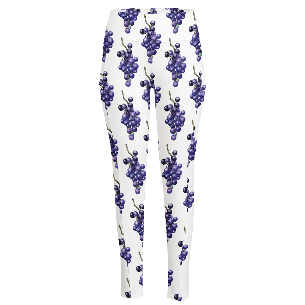 Watercolor Grape Pattern Print High-Waisted Pocket Leggings