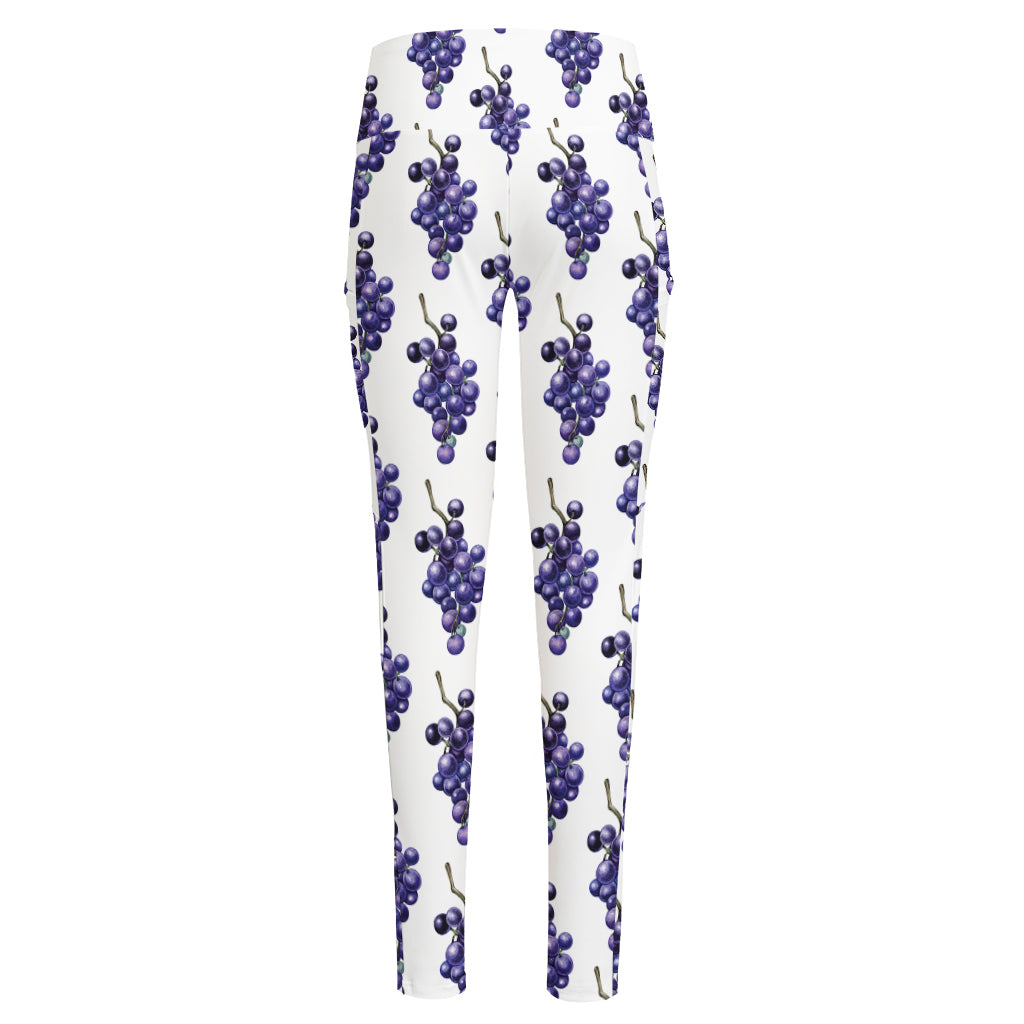 Watercolor Grape Pattern Print High-Waisted Pocket Leggings