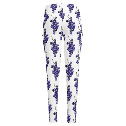 Watercolor Grape Pattern Print High-Waisted Pocket Leggings