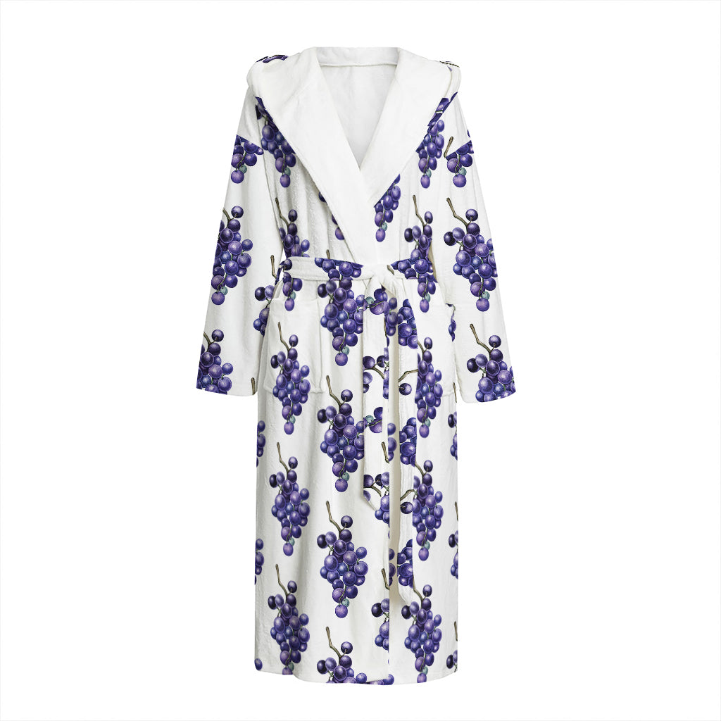 Watercolor Grape Pattern Print Hooded Bathrobe