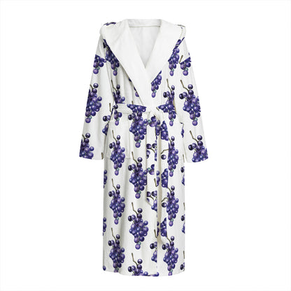 Watercolor Grape Pattern Print Hooded Bathrobe
