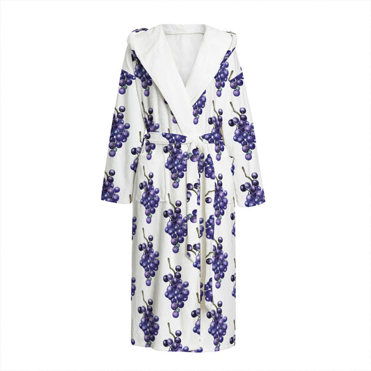 Watercolor Grape Pattern Print Hooded Bathrobe