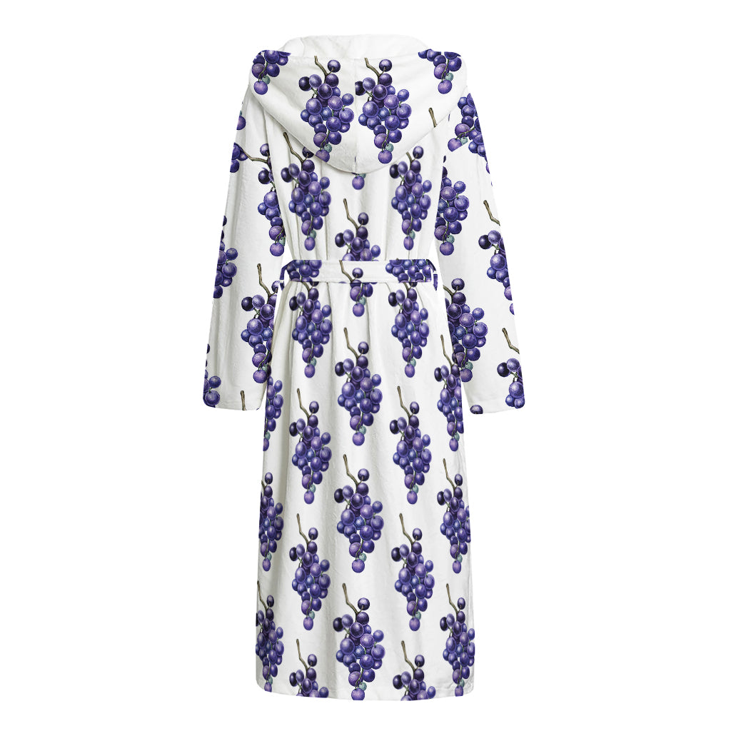 Watercolor Grape Pattern Print Hooded Bathrobe