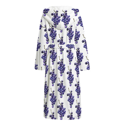 Watercolor Grape Pattern Print Hooded Bathrobe