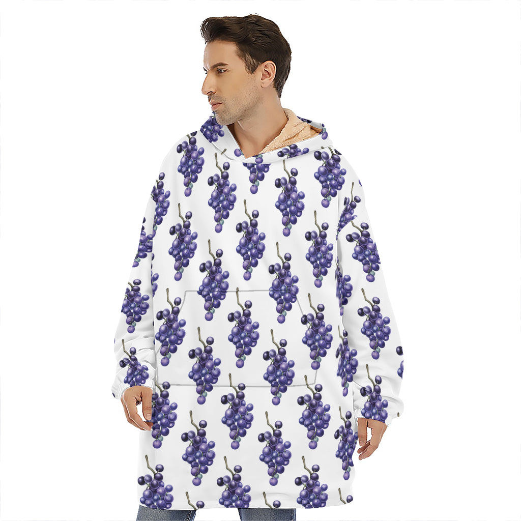 Watercolor Grape Pattern Print Hoodie Blanket