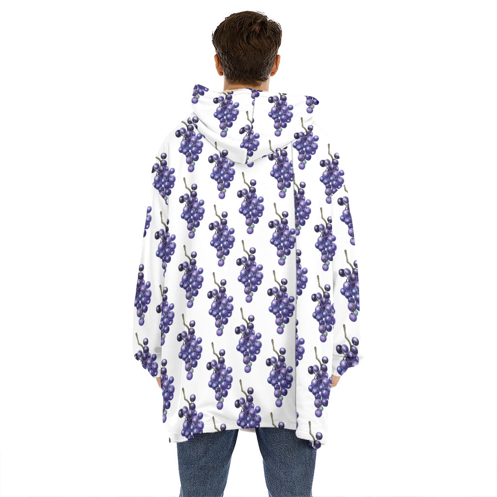Watercolor Grape Pattern Print Hoodie Blanket