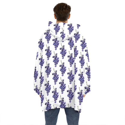 Watercolor Grape Pattern Print Hoodie Blanket