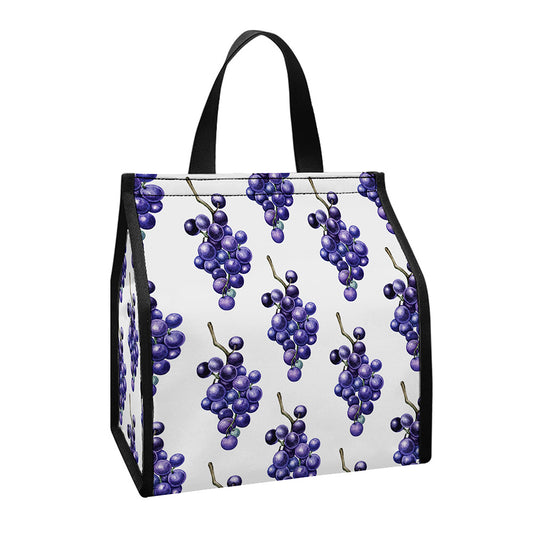 Watercolor Grape Pattern Print Insulated Lunch Tote