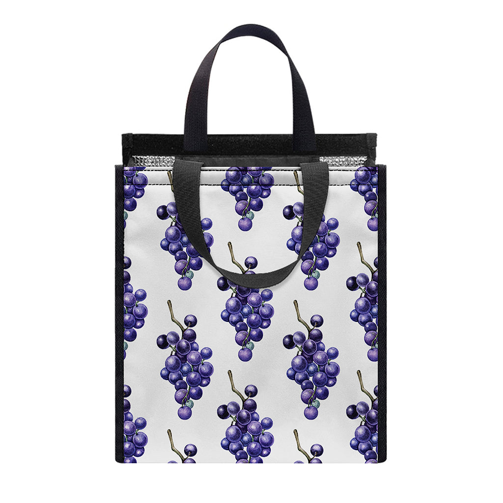 Watercolor Grape Pattern Print Insulated Lunch Tote