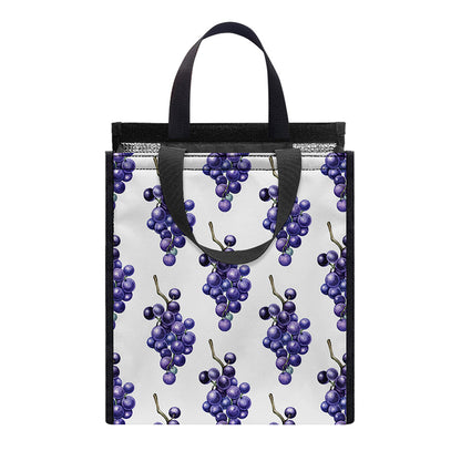 Watercolor Grape Pattern Print Insulated Lunch Tote