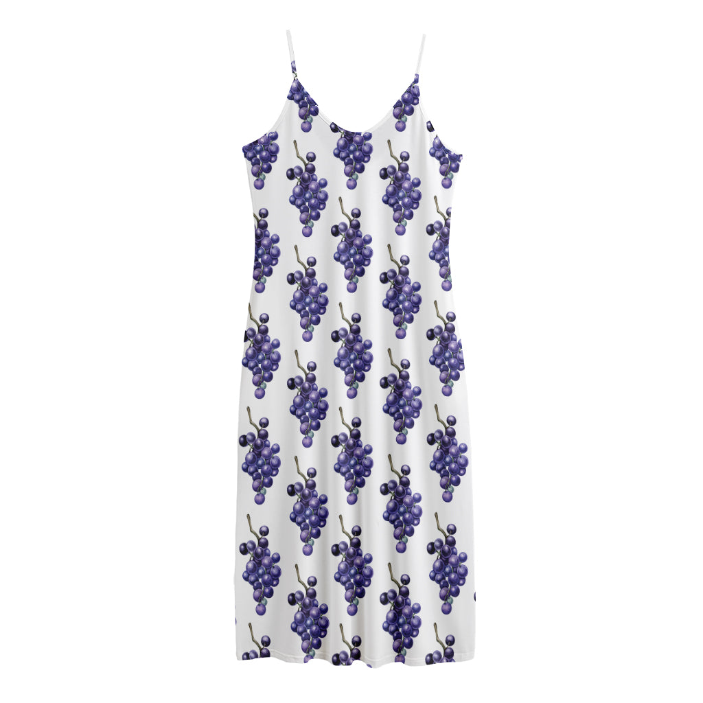 Watercolor Grape Pattern Print Jersey Midi Cami Dress