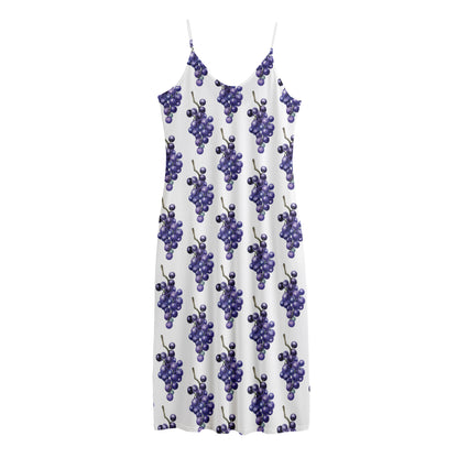 Watercolor Grape Pattern Print Jersey Midi Cami Dress