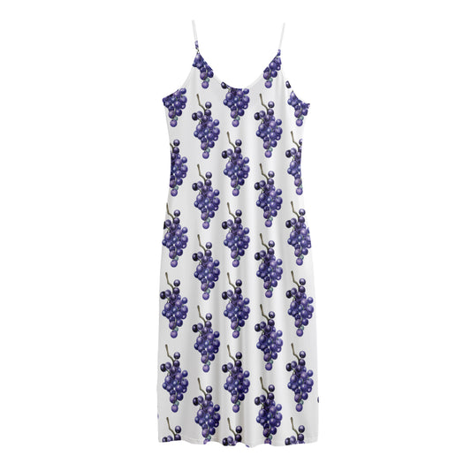 Watercolor Grape Pattern Print Jersey Midi Cami Dress