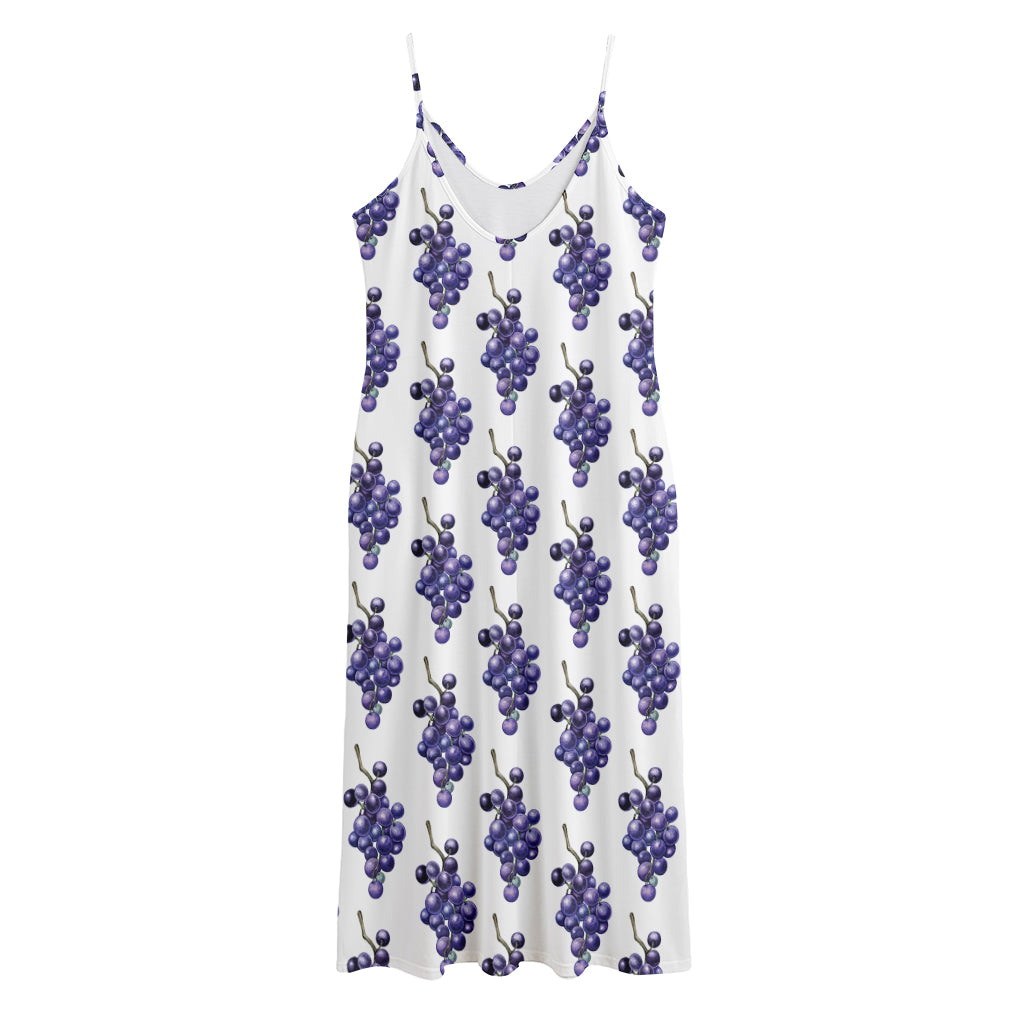 Watercolor Grape Pattern Print Jersey Midi Cami Dress