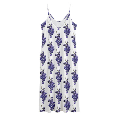 Watercolor Grape Pattern Print Jersey Midi Cami Dress