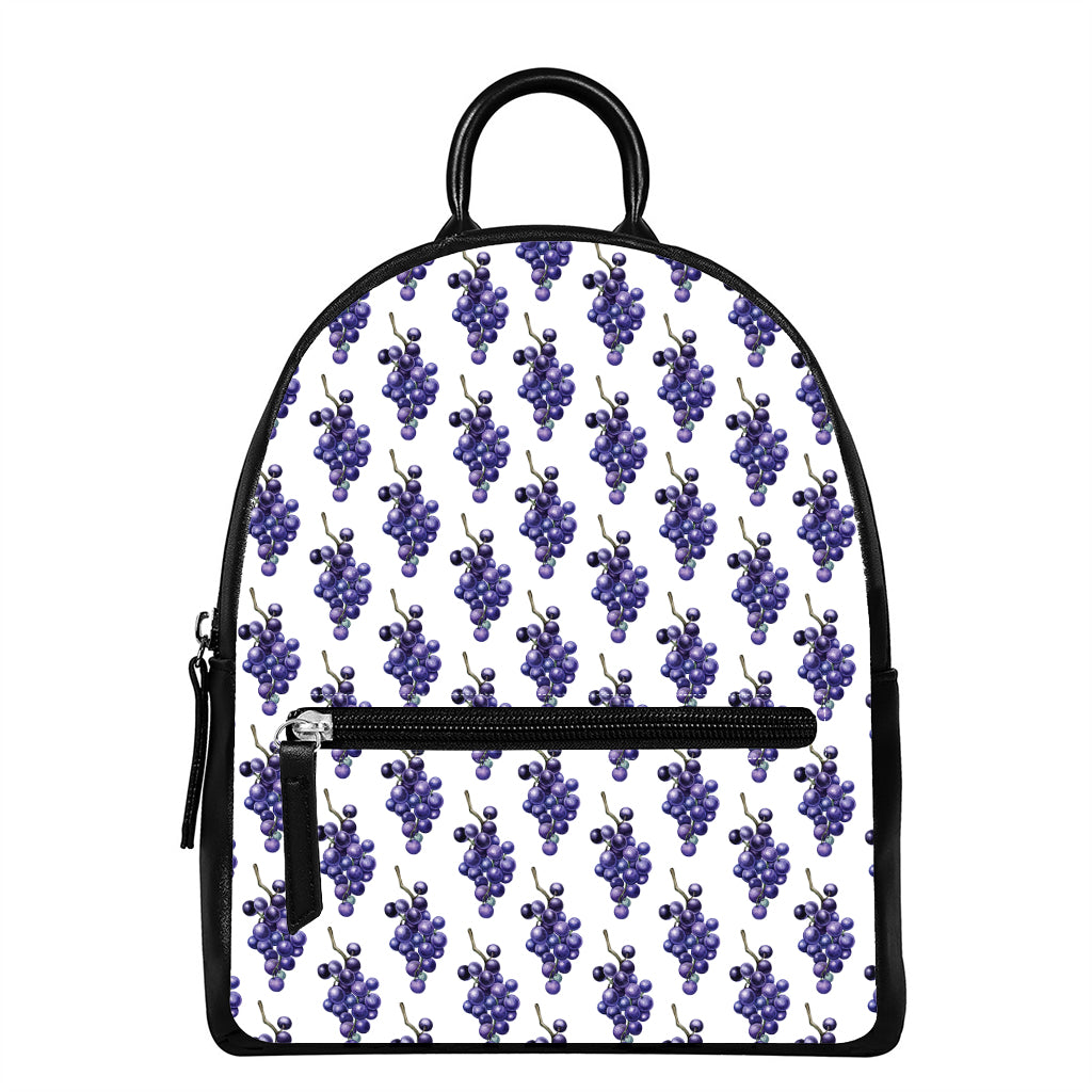 Watercolor Grape Pattern Print Leather Backpack