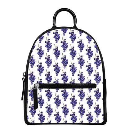 Watercolor Grape Pattern Print Leather Backpack