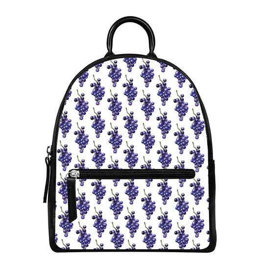 Watercolor Grape Pattern Print Leather Backpack