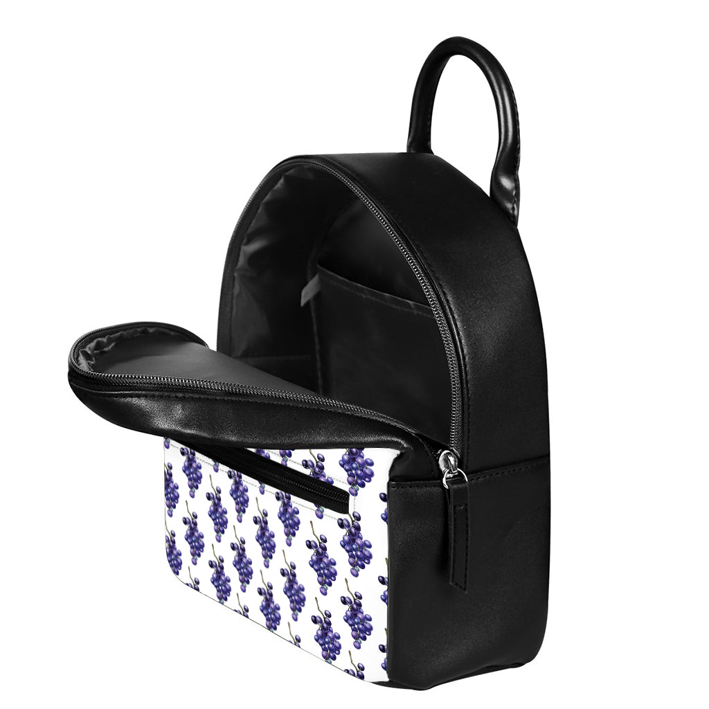 Watercolor Grape Pattern Print Leather Backpack