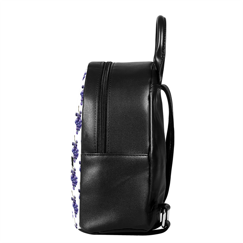 Watercolor Grape Pattern Print Leather Backpack