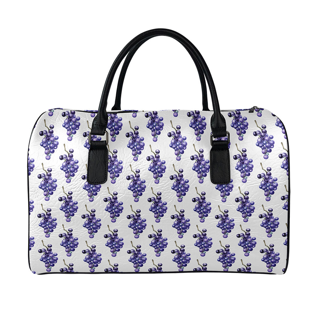 Watercolor Grape Pattern Print Leather Duffle Bag