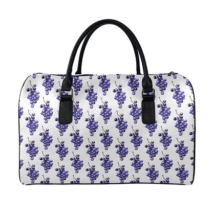 Watercolor Grape Pattern Print Leather Duffle Bag