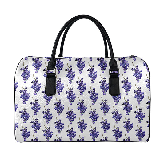 Watercolor Grape Pattern Print Leather Duffle Bag