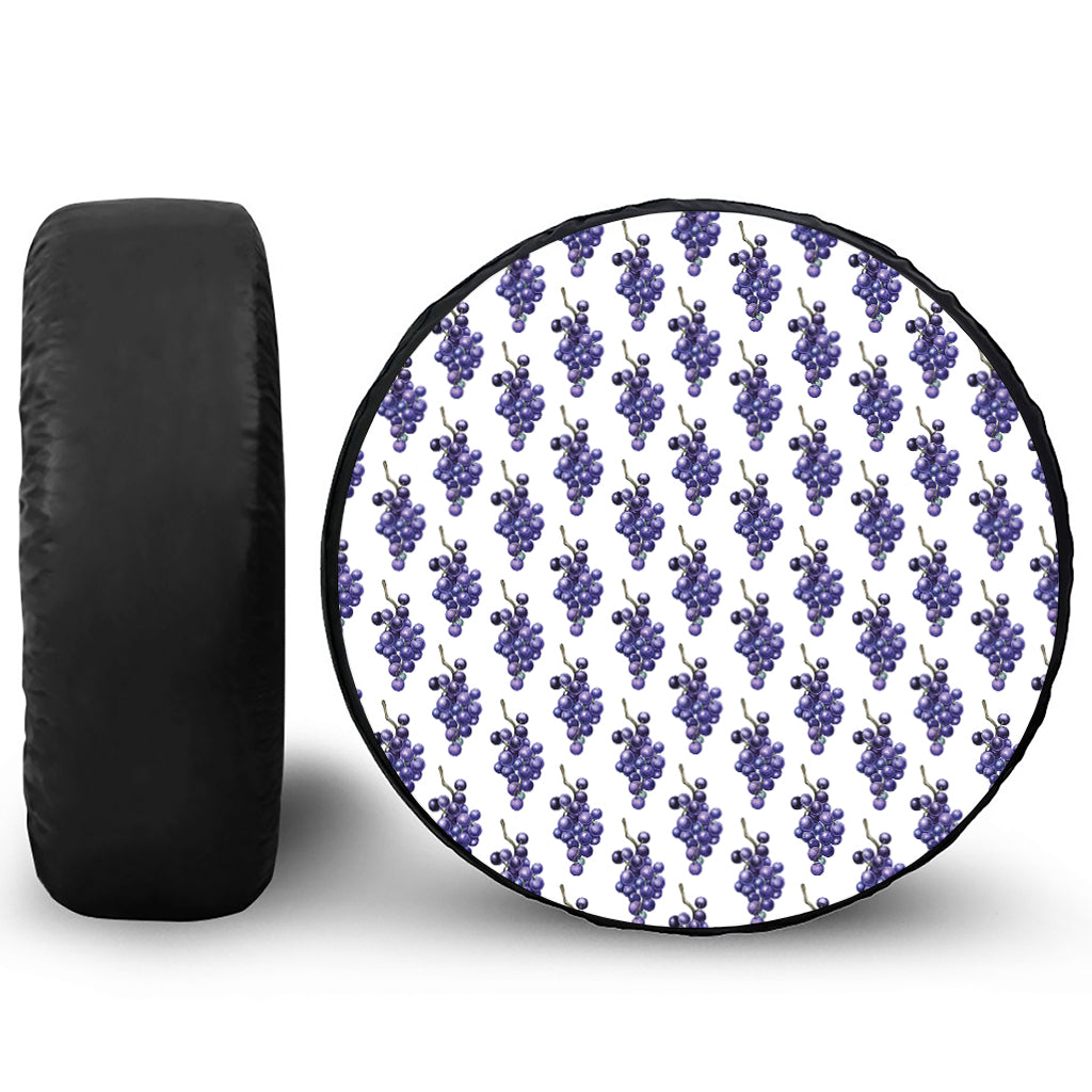 Watercolor Grape Pattern Print Leather Spare Tire Cover