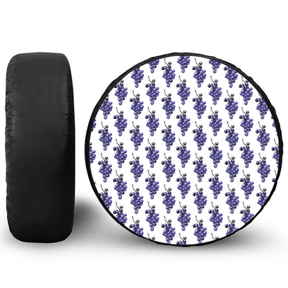 Watercolor Grape Pattern Print Leather Spare Tire Cover