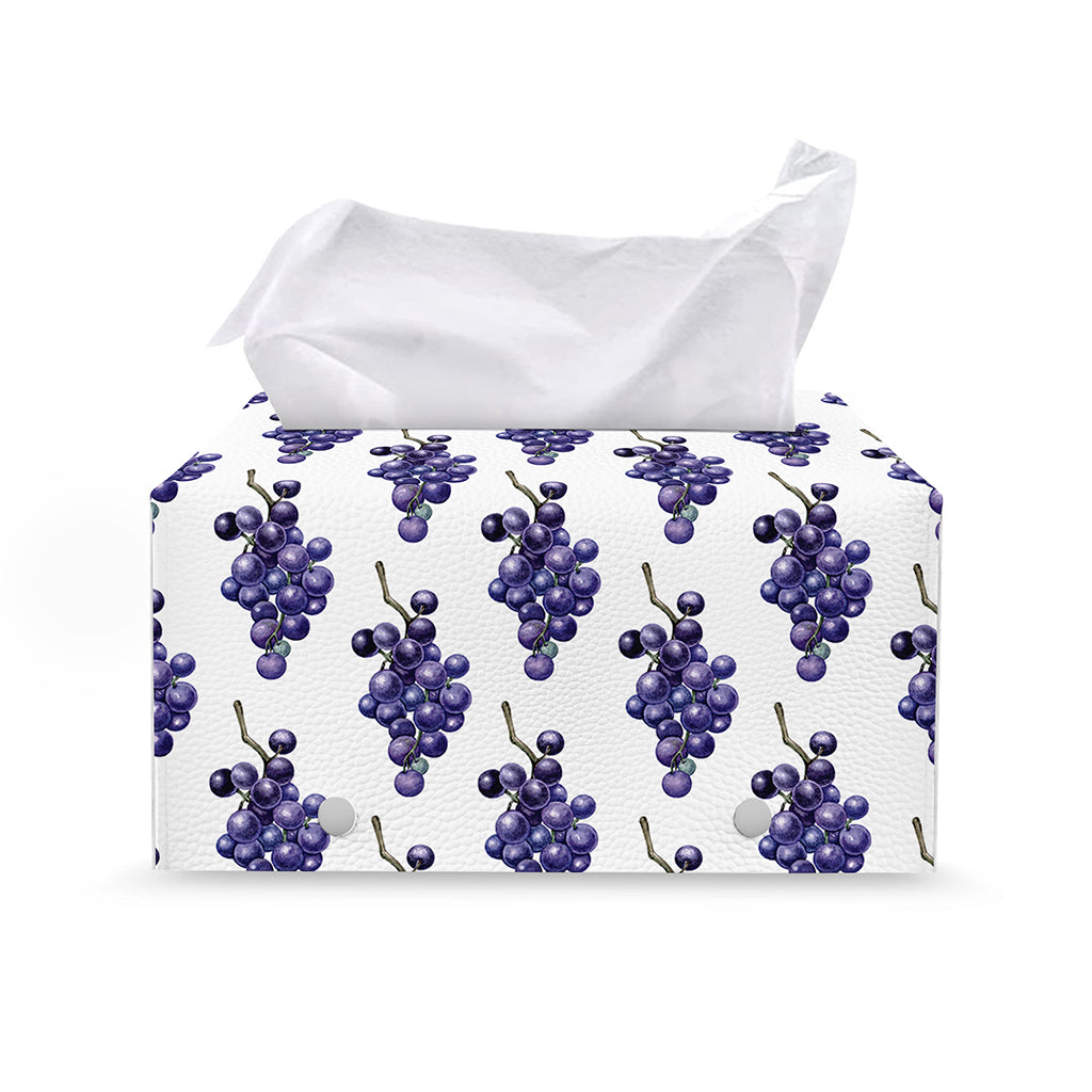 Watercolor Grape Pattern Print Leather Tissue Box Cover