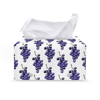 Watercolor Grape Pattern Print Leather Tissue Box Cover