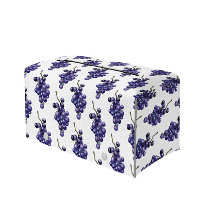 Watercolor Grape Pattern Print Leather Tissue Box Cover