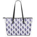 Watercolor Grape Pattern Print Leather Tote Bag With Zipper