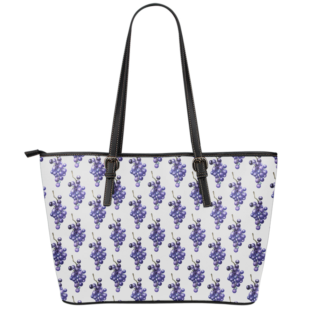 Watercolor Grape Pattern Print Leather Tote Bag