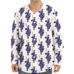 Watercolor Grape Pattern Print Long Sleeve Baseball Jersey