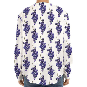 Watercolor Grape Pattern Print Long Sleeve Baseball Jersey