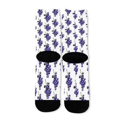 Watercolor Grape Pattern Print Long Socks